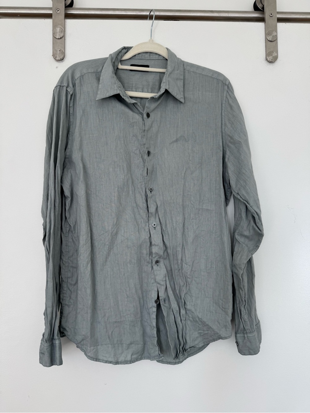 Men's Theory Long-Sleeve Button-Up Shirt — Light Gray